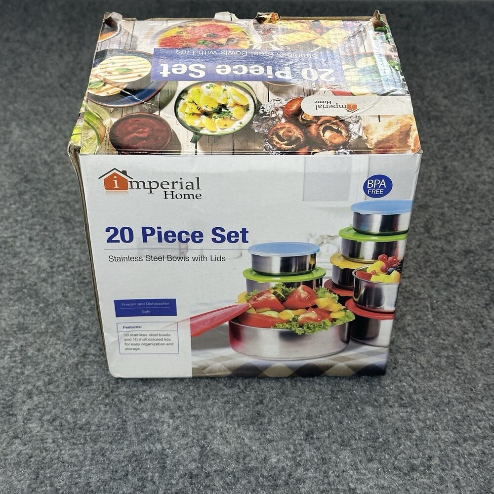 Imperial Home 10 Piece Set Stainless Steel Bowls with Lids (boxed; unused) NOB
